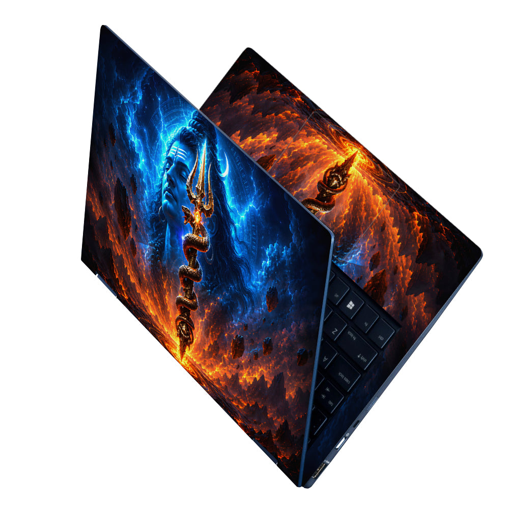 Shiva Trident Serpent Fire and Lightning Laptop Skin - View 2