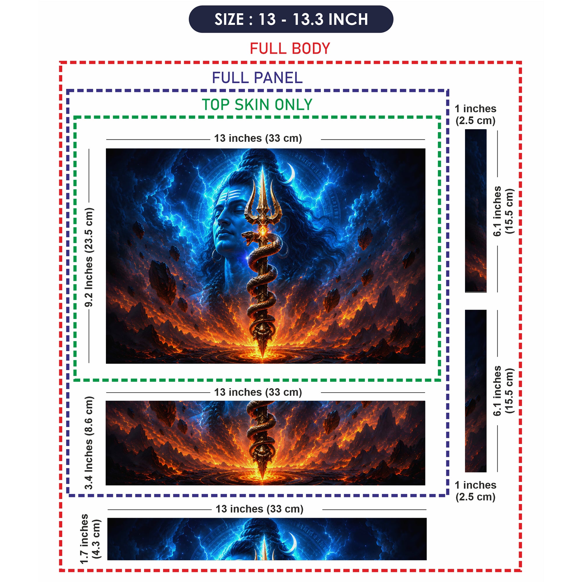 Shiva Trident Serpent Fire and Lightning Laptop Skin - View 6