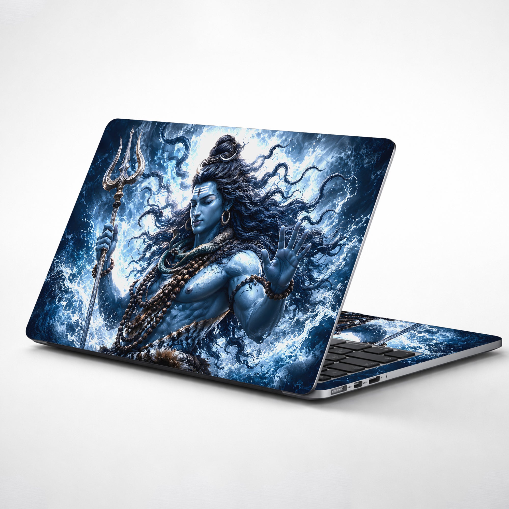 Shiva Trident Water Waves Laptop Skin - View 1