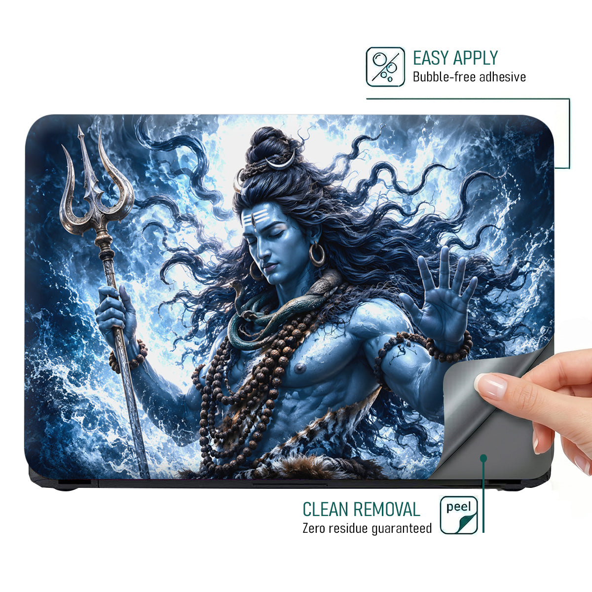 Shiva Trident Water Waves Laptop Skin - View 4