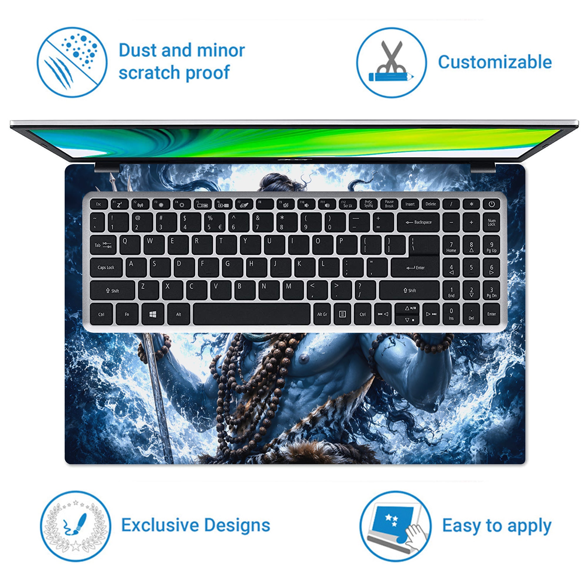 Shiva Trident Water Waves Laptop Skin - View 5