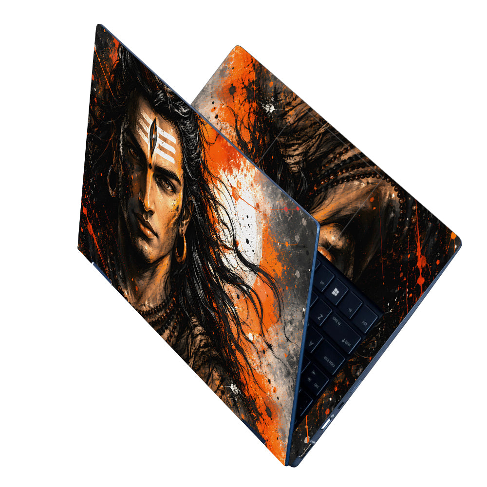 Shiva Young Orange Splash Laptop Skin - View 2