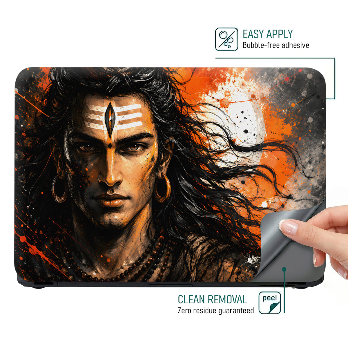 Shiva Young Orange Splash Laptop Skin - View 4