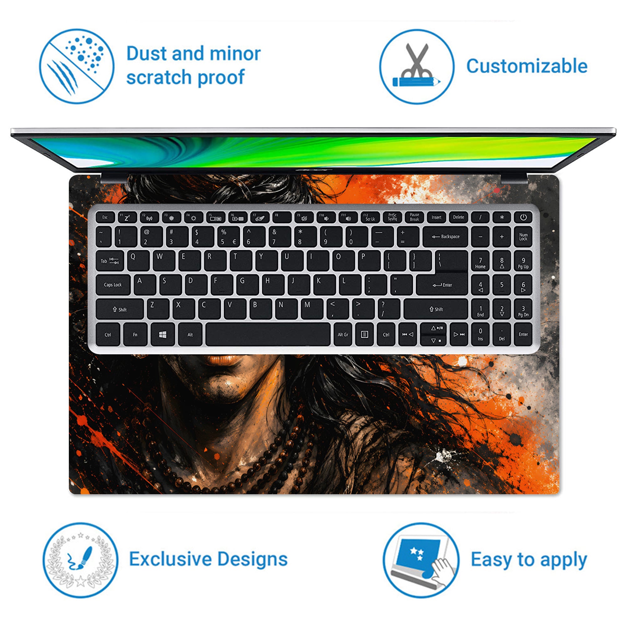 Shiva Young Orange Splash Laptop Skin - View 5