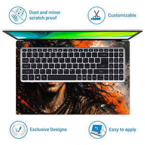 Shiva Young Orange Splash Laptop Skin - View 5