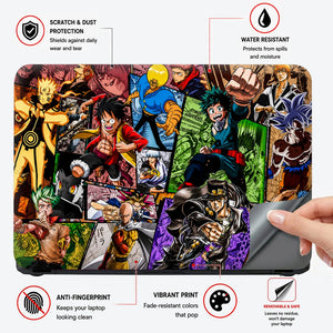 Shonen Anime Heroes Collage Laptop Skin - View 4