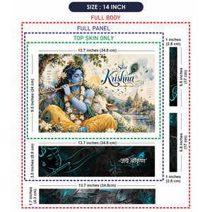 Shri Krishna Flute Cow River Laptop Skin - View 7