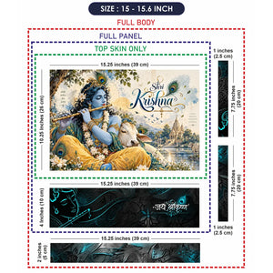 Shri Krishna Flute Cow River Laptop Skin - View 8