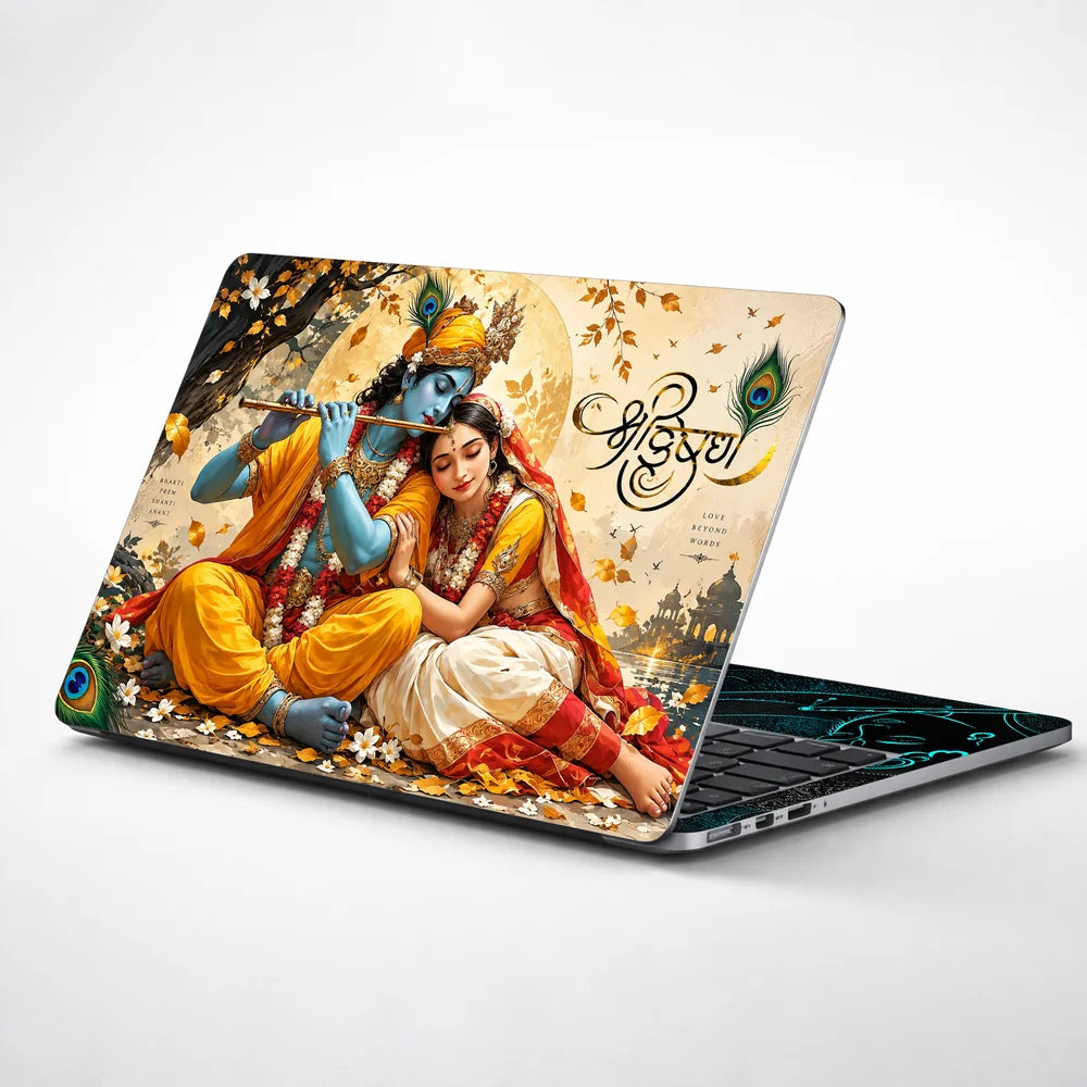 Shri Radha Golden Moon Tree Laptop Skin - View 1