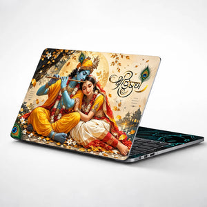 Shri Radha Golden Moon Tree Laptop Skin - View 1