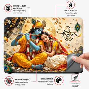 Shri Radha Golden Moon Tree Laptop Skin - View 4