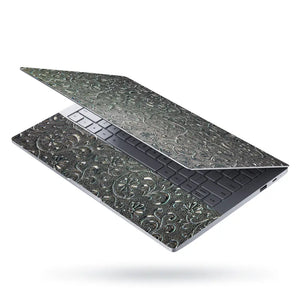 Silver Chrome Floral - Metallic and Textured Finish Laptop Skin - View 3