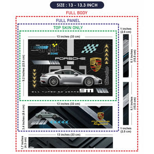 Silver Porsche 911 Turbo S Black Topographic Speed Zone Design Laptop Skin - View 6