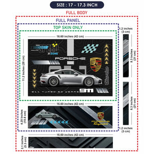 Silver Porsche 911 Turbo S Black Topographic Speed Zone Design Laptop Skin - View 9