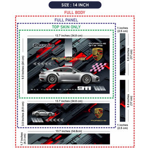 Silver Porsche 911 Turbo S Red Accent Graphic Design Laptop Skin - View 7