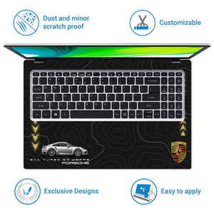 Silver Porsche Taycan Turbo High Speed Zone Design Laptop Skin - View 5