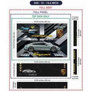 Silver Porsche Taycan Turbo High Speed Zone Design Laptop Skin - View 8