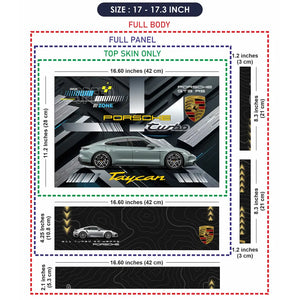 Silver Porsche Taycan Turbo High Speed Zone Design Laptop Skin - View 9