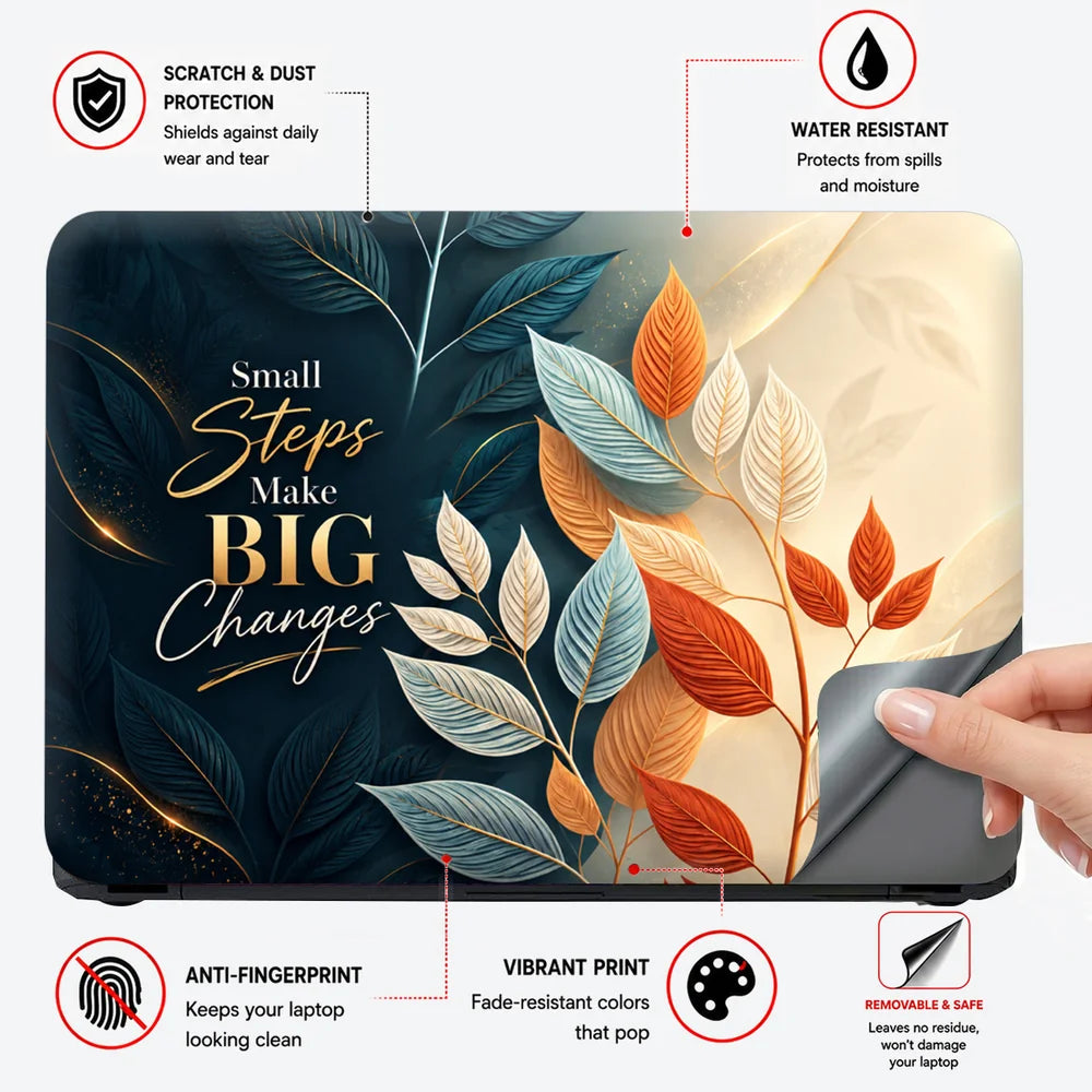 Small Steps Big Changes Botanical Laptop Skin - View 4