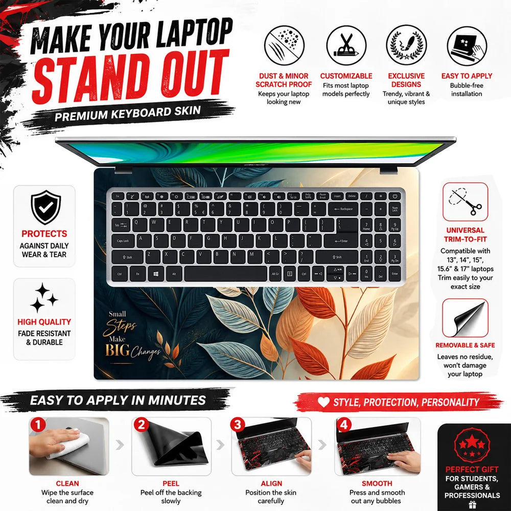 Small Steps Big Changes Botanical Laptop Skin - View 5
