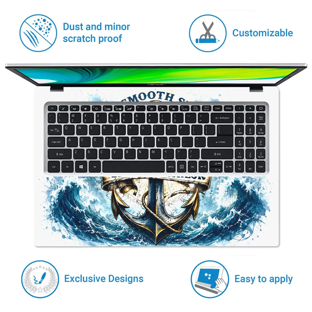 Smooth Sea Sailor Anchor Laptop Skin - View 5