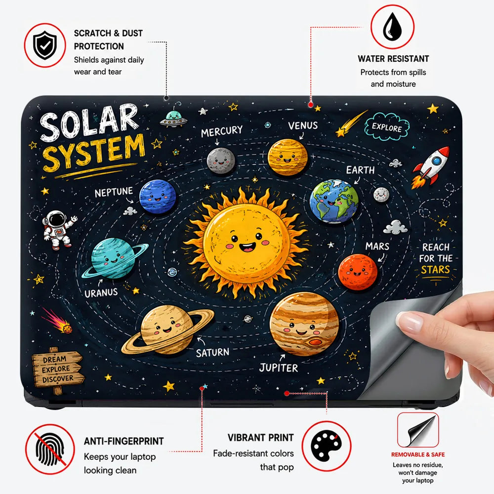 Solar System Kawaii Explore Laptop Skin - View 4