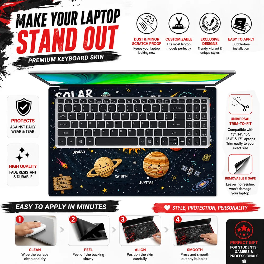 Solar System Kawaii Explore Laptop Skin - View 5