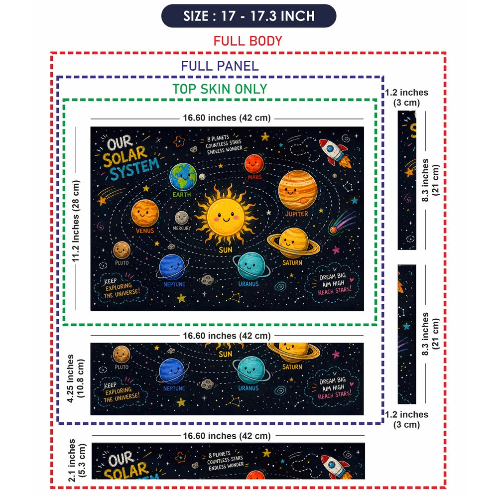Solar System Kawaii Pluto Stars Laptop Skin - View 9