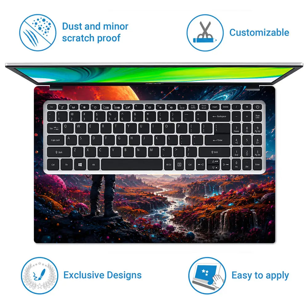 Space Astronaut Alien Planet Laptop Skin - View 5