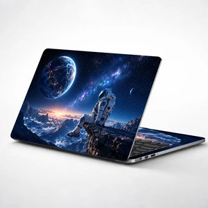 Space Astronaut Cliff Earth Laptop Skin - View 1