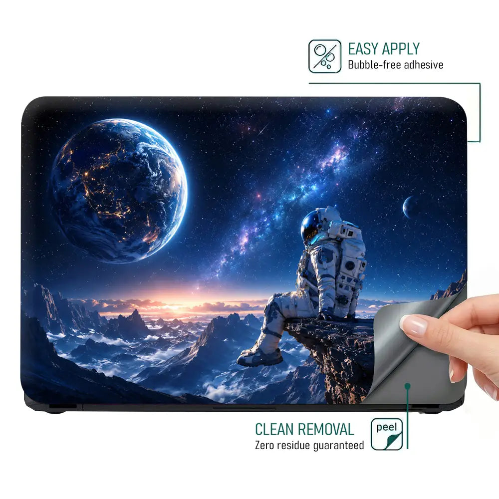 Space Astronaut Cliff Earth Laptop Skin - View 4