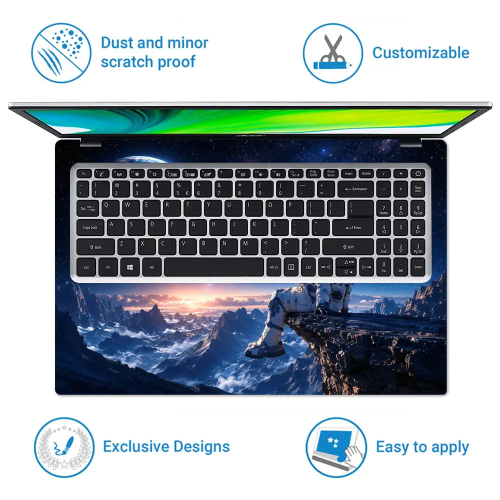 Space Astronaut Cliff Earth Laptop Skin - View 5