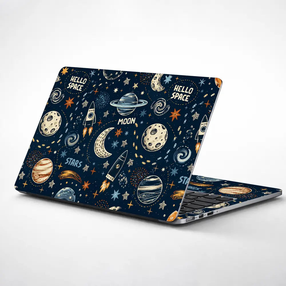 Space Hello Space Doodle Laptop Skin - View 1