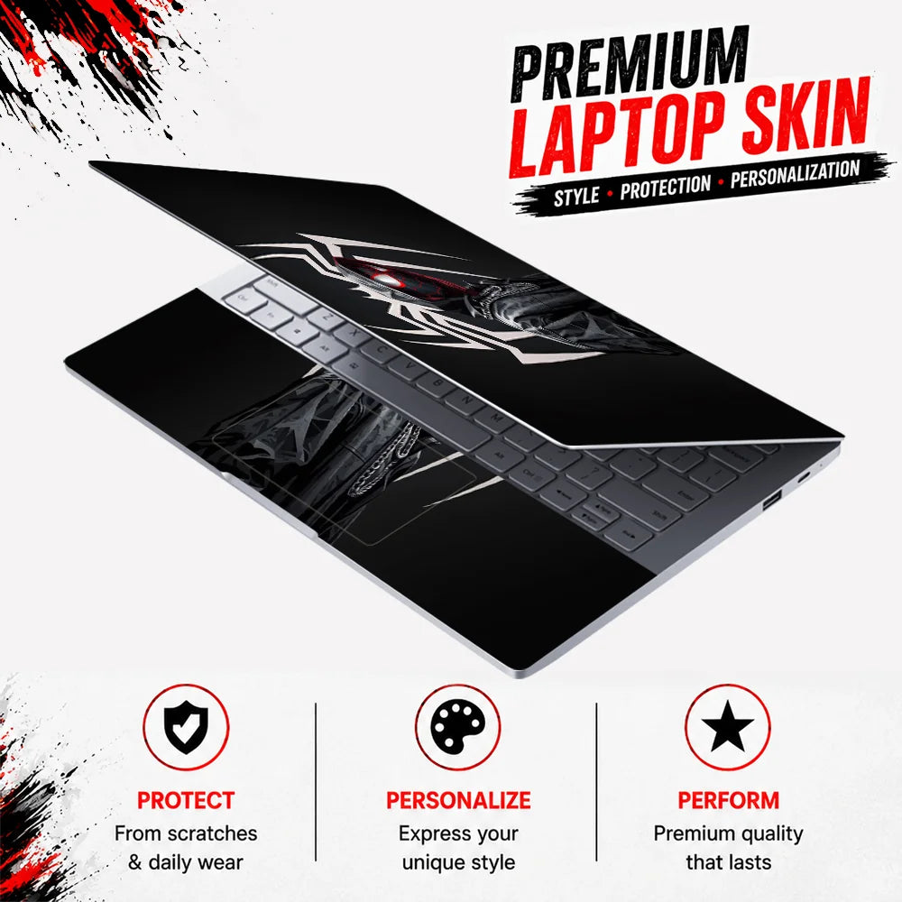 Spider Hood Grey Emblem Laptop Skin - View 3