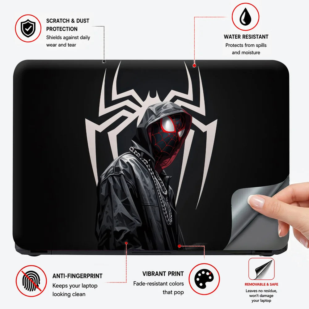 Spider Hood Grey Emblem Laptop Skin - View 4