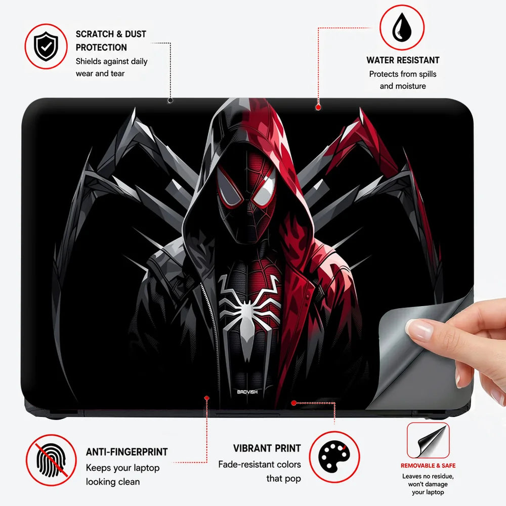 Spider Hood Symmetry Dark Laptop Skin - View 4