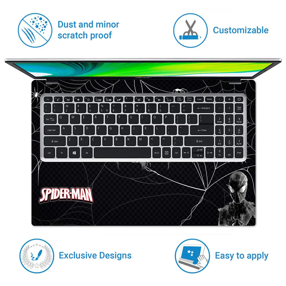 Spiderman Black Venom Web Laptop Skin - View 5