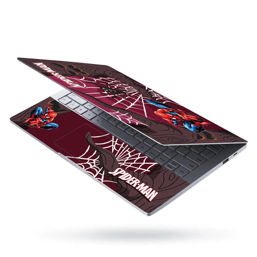 Spiderman Hanging on Web Laptop Skin - View 3