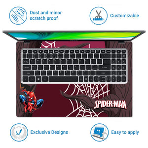 Spiderman Hanging on Web Laptop Skin - View 5