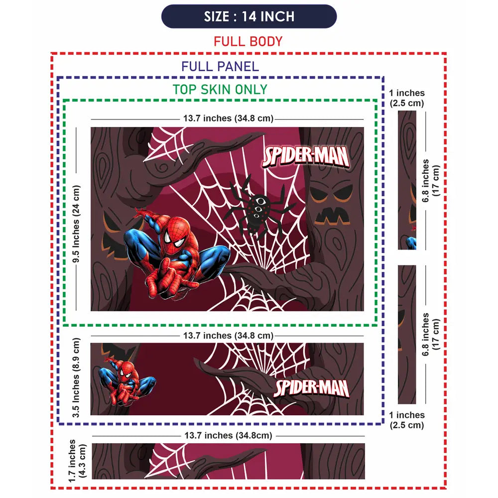 Spiderman Hanging on Web Laptop Skin - View 7