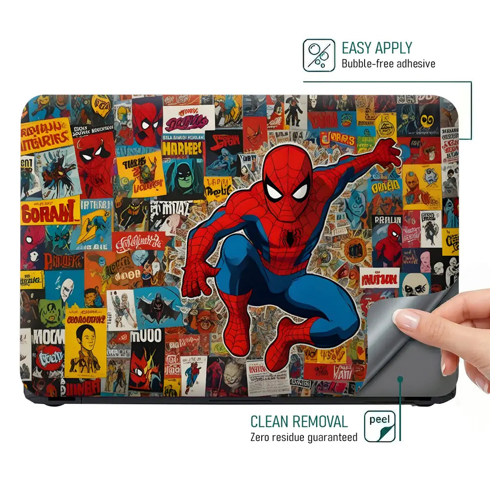 Spiderman Jump Collage Laptop Skin - View 4