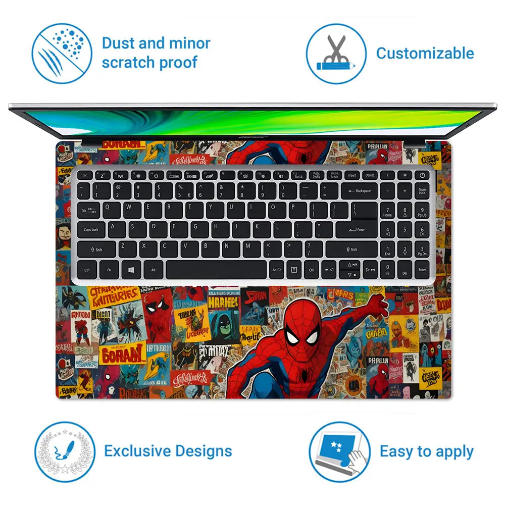 Spiderman Jump Collage Laptop Skin - View 5