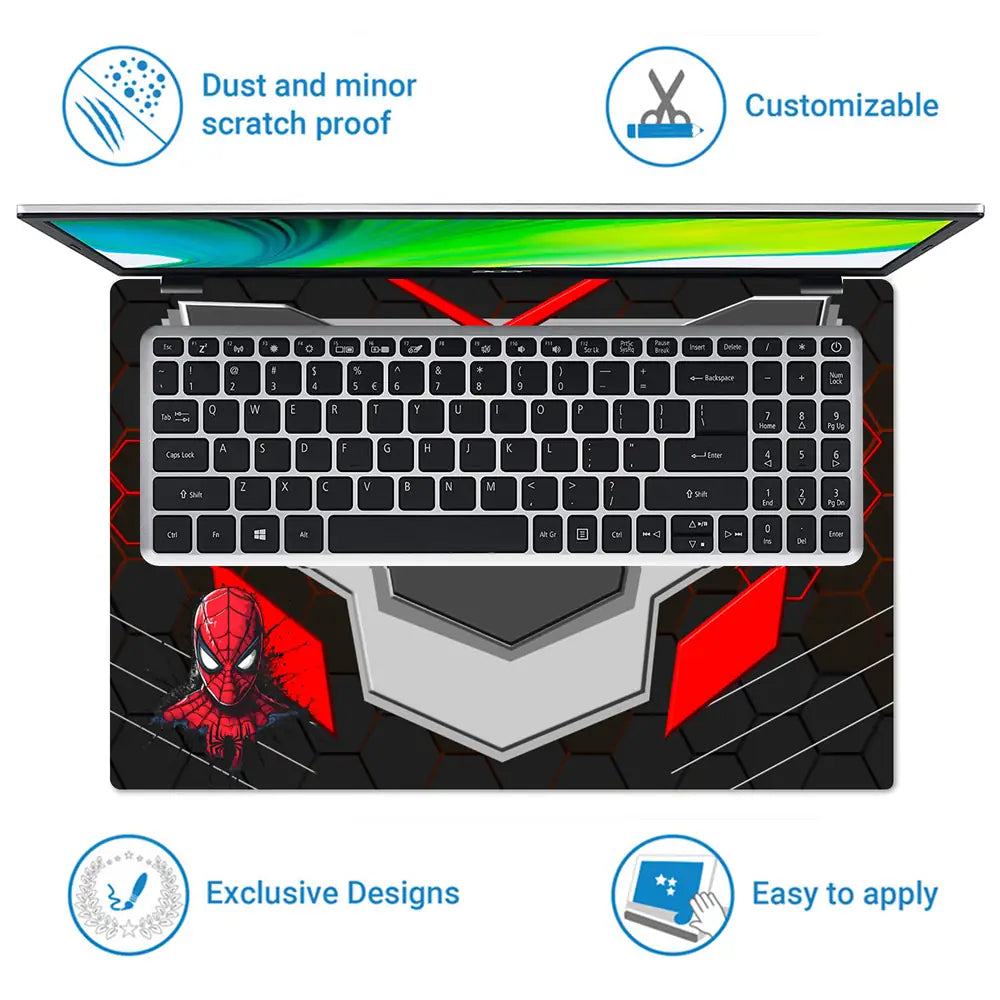 Spiderman Red Mask Armor Laptop Skin - View 5