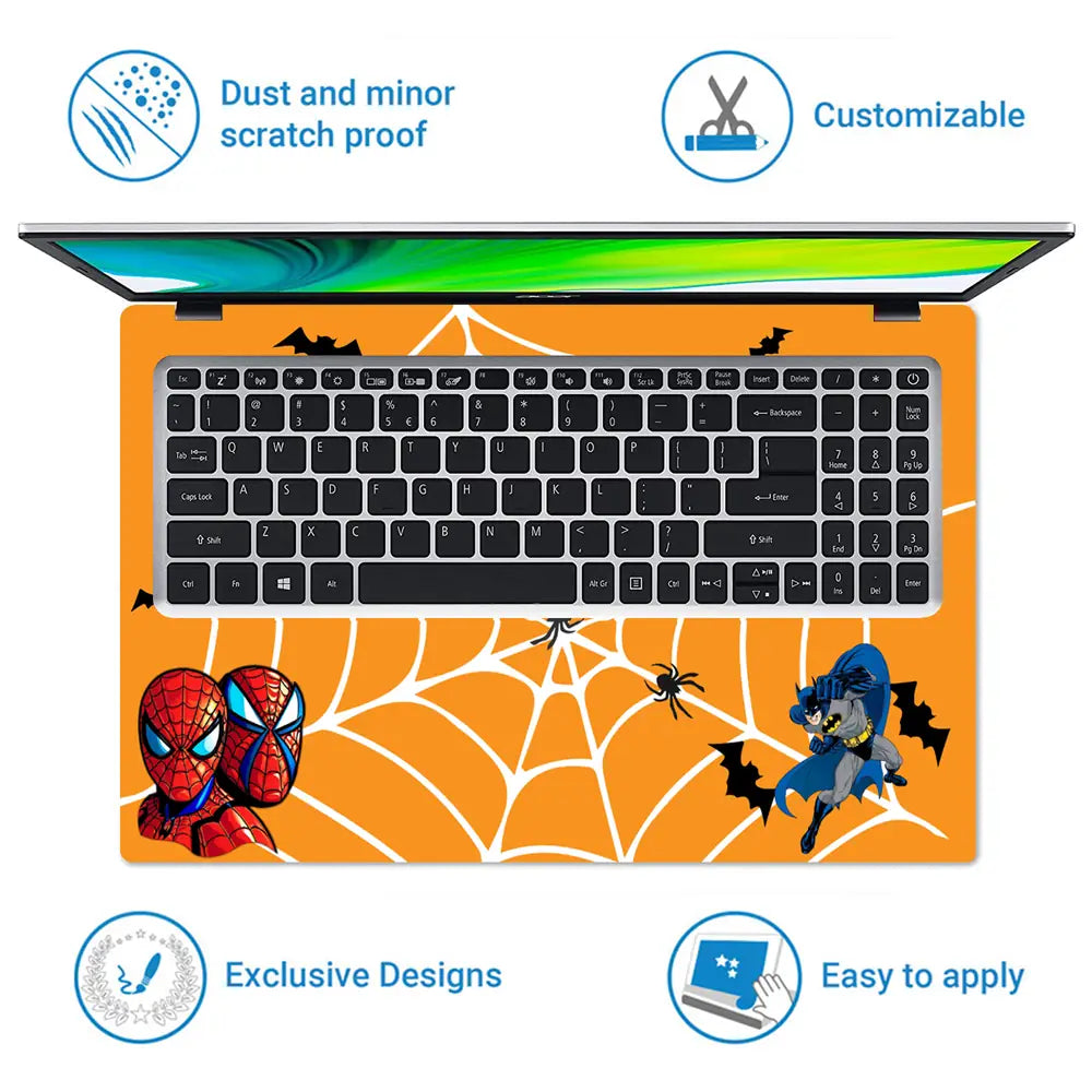 Spiderman vs Batman Web Laptop Skin - View 5
