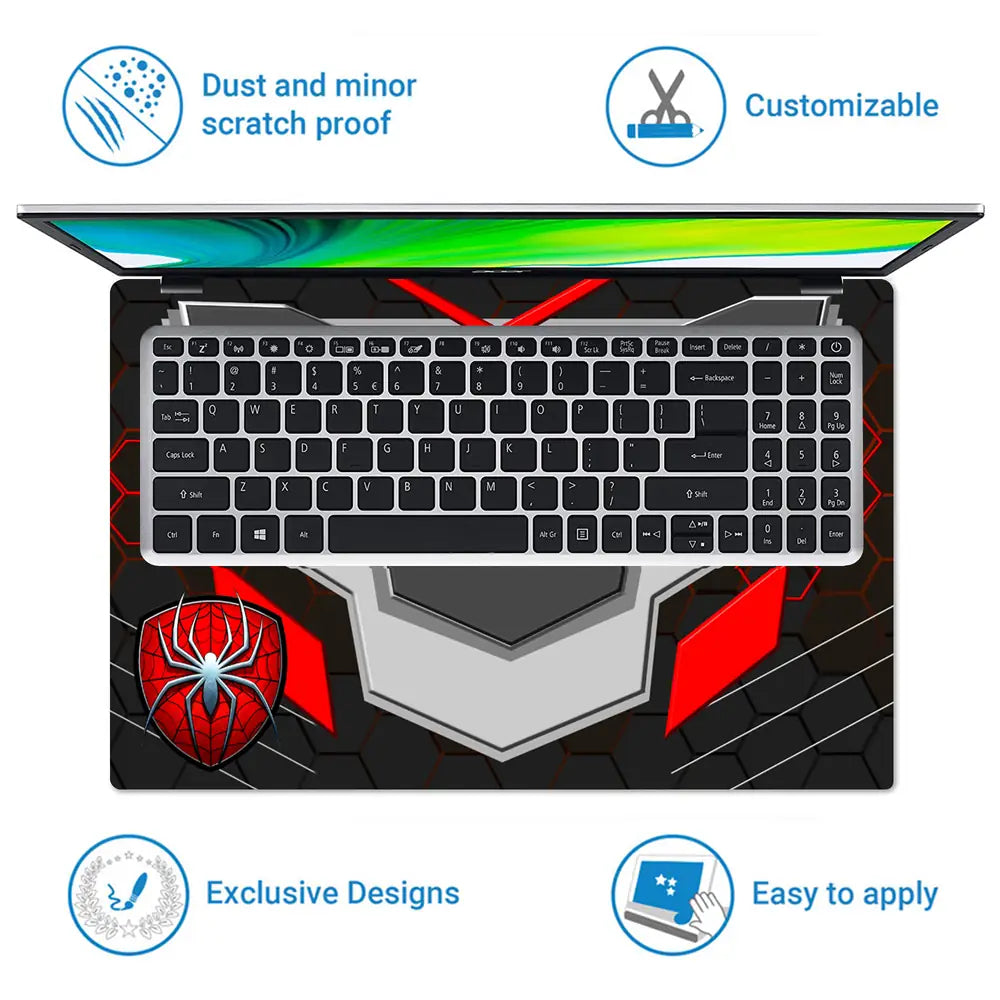 Spiderman Web Emblem Laptop Skin - View 5