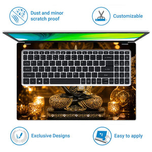 Spiritual Buddha Black Gold Candles Laptop Skin - View 5