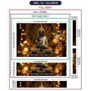 Spiritual Buddha Black Gold Candles Laptop Skin - View 6