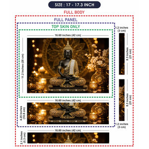 Spiritual Buddha Black Gold Candles Laptop Skin - View 9