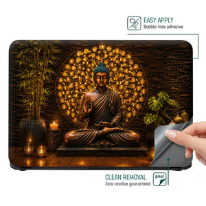 Spiritual Buddha Bronze Bamboo Mandala Laptop Skin - View 4