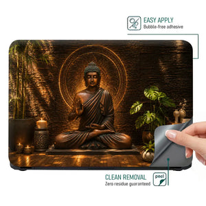 Spiritual Buddha Bronze Plants Mandala Laptop Skin - View 4